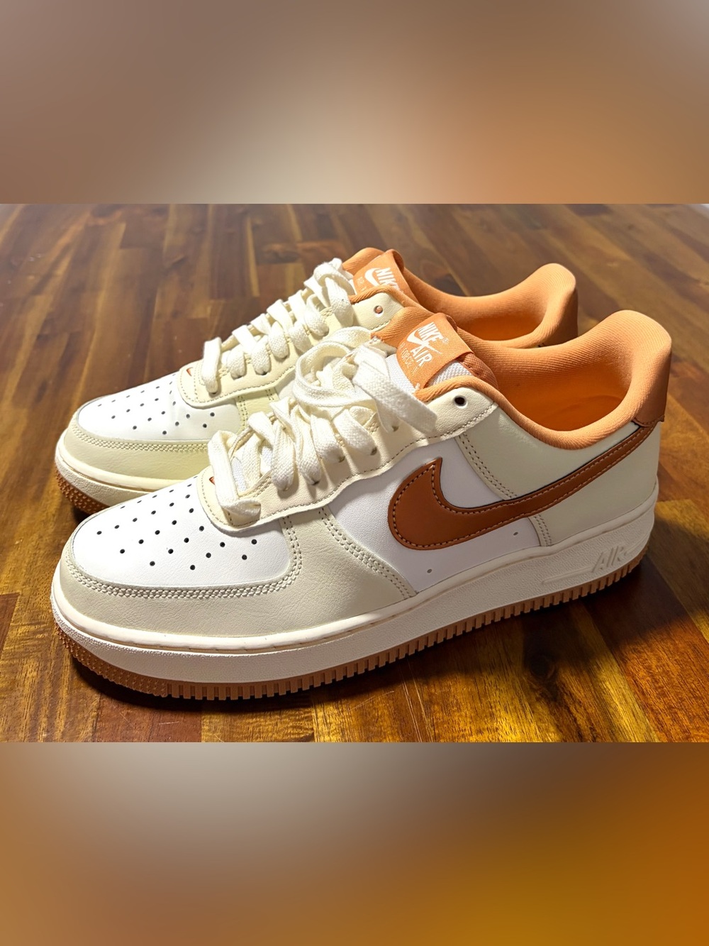 NWT. Nike Air Force 1 Low - Cream & Brown stylish genuine leather women’s sneak.
